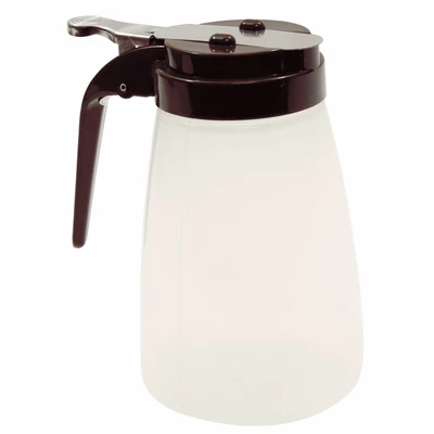 TableCraft Products PP10B 10 Oz. Modern Design Brown ABS Plastic Top Transparent Polypropylene Syrup Dispenser