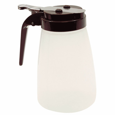TableCraft Products PP10B 10 Oz. Modern Design Brown ABS Plastic Top Transparent Polypropylene Syrup Dispenser