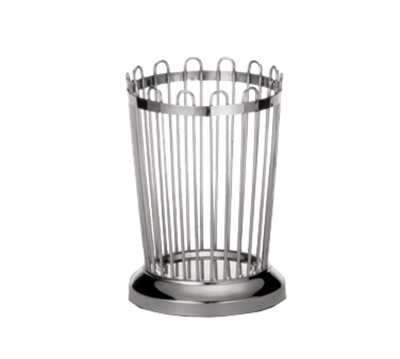 TableCraft Products 258 3.75" W x 3.75" D x 5.38" H Round Stainless Steel Cash & Carry Regent Bread Stick Holder