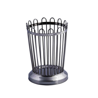 TableCraft Products 258 3.75" W x 3.75" D x 5.38" H Round Stainless Steel Cash & Carry Regent Bread Stick Holder
