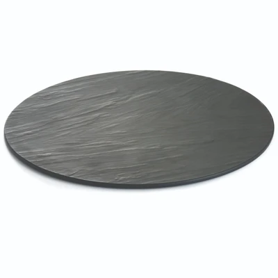 TableCraft Products MG16 16" Dia. Black Round Melamine Frostone Collection Display Tray