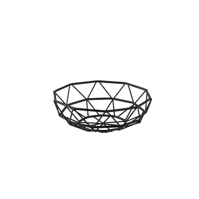TableCraft Products 10462 6" W x 2" H Black Round Powder Coated Steel Delta Series Wire Basket