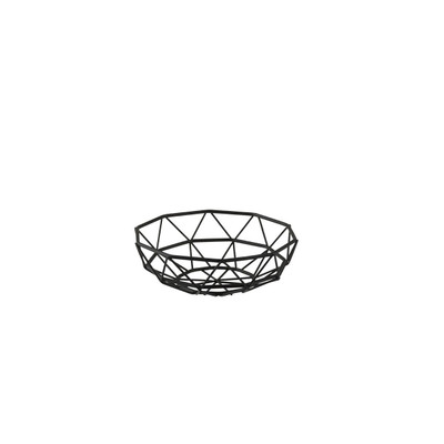 TableCraft Products 10462 6" W x 2" H Black Round Powder Coated Steel Delta Series Wire Basket