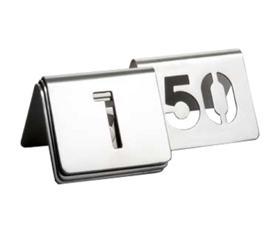 TableCraft Products TC150 2.5&quot; W x 2.5&quot; D Cut-Out Stainless Steel 1-50 Number Tent Set