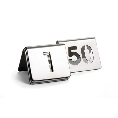 TableCraft Products TC150 2.5" W x 2.5" D Cut-Out Stainless Steel 1-50 Number Tent Set