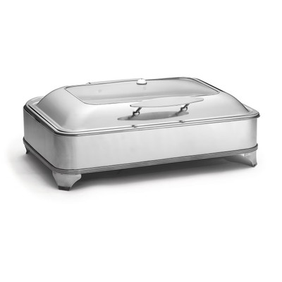TableCraft Professional Bakeware CW40160 7 Qt. Full Size Stainless Steel Electric Chafer Dish With Stand