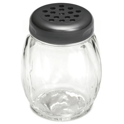 TableCraft Products P260BK 6 Oz. Black Perforated Plastic Top Swirl Shaker - 12/Case