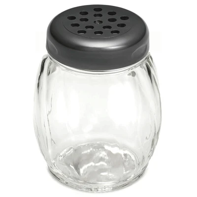 TableCraft Products P260BK 6 Oz. Black Perforated Plastic Top Swirl Shaker - 12/Case
