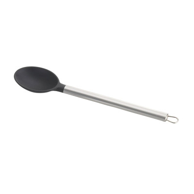 TableCraft Professional Bakeware CW400 13" Black Silicone Head Stainless Steel Handle Serving Spoon