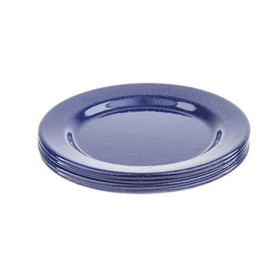 TableCraft Products 10163 8" Round Enamel Blue With White Speckle Plate