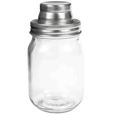 TableCraft Products MJS14 14 Oz. 2.25 Stainless Steel Top Glass Cash & Carry Mason Jar Cocktail Shaker