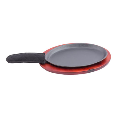 TableCraft Products FSR3 16" W x 9" D x 1-5/8" H Oval Iron Sizzler Platter Cash & Carry Fajita Sizzle Platter Set