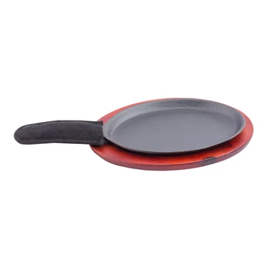 TableCraft Products FSR3 16" W x 9" D x 1-5/8" H Oval Iron Sizzler Platter Cash &amp; Carry Fajita Sizzle Platter Set
