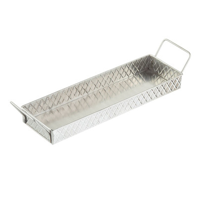 TableCraft Products 10488 14 1/2" W x 4 1/2" D Rectangular Stainless Steel Lattice Collection Snack Tray