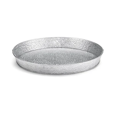 TableCraft Products GP10 10 1/2" Dia. x 1 1/4" Round Galvanized Steel Galvanized Collection Dinner Platter