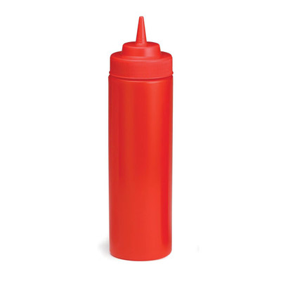 TableCraft Products 11253K 12 Oz. Red WideMouth Squeeze Bottle
