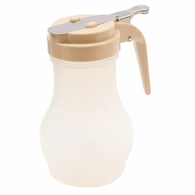 TableCraft Products PP410A 10 Oz. Teardrop Design Almond ABS Plastic Top Polypropylene Transparent Syrup Dispenser