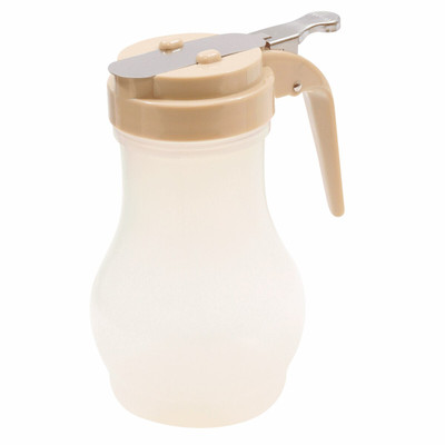 TableCraft Products PP410A 10 Oz. Teardrop Design Almond ABS Plastic Top Polypropylene Transparent Syrup Dispenser