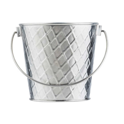 TableCraft Products 10041 4" W x 3 3/4" H 16.5 Oz. With Handle Stainless Steel Lattice Collection Pail
