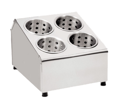 TableCraft Products 7042 12 1/4&quot; W x 10 1/4&quot; D x 8 1/2&quot; H Two Tier Four Holes Stainless Steel Flatware Cylinder Holder