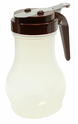 TableCraft Products PP410B 10 Oz. Teardrop Design Brown ABS Plastic Top Polypropylene Transparent Syrup Dispenser