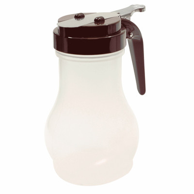 TableCraft Products PP410B 10 Oz. Teardrop Design Brown ABS Plastic Top Polypropylene Transparent Syrup Dispenser