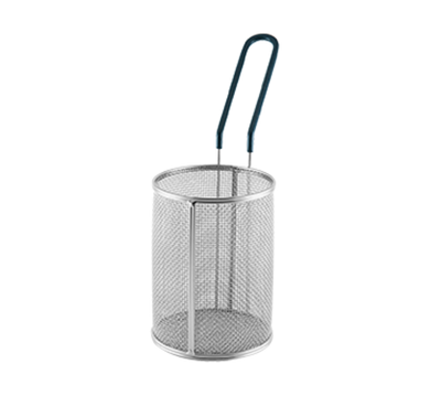 TableCraft Products 984 4 1/2&quot; Dia. x 5 3/4&quot; H Round 18/8 Stainless Steel Pasta Basket With Blue Cool-To-Touch PVC Handle