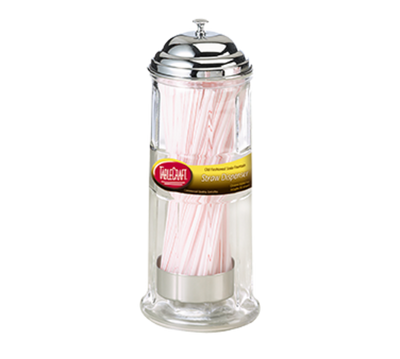 TableCraft Products H714CH 4 3/8" W x 4 3/8" D x 11 1/8" H Clear Glass Straw Dispenser