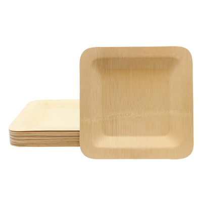 TableCraft Products BAMDSP35 3 1/2" x 3 1/2" Natural Finish Square Bamboo Cash & Carry Disposable Plate