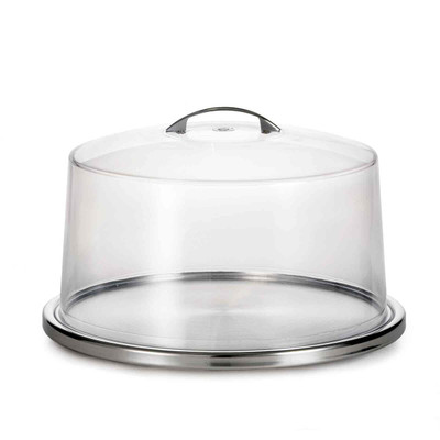 TableCraft Products H820P422 13" Dia. x 8" H Stainless Steel Cash & Carry Cake Plate Set