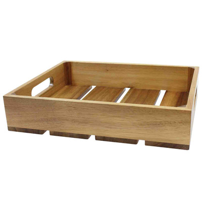TableCraft Products CRATE12 12.75" W x 10.5" D x 2.75" H Brown Half Size Gastro Serving / Display Crate Fits 1/2 GN Pan