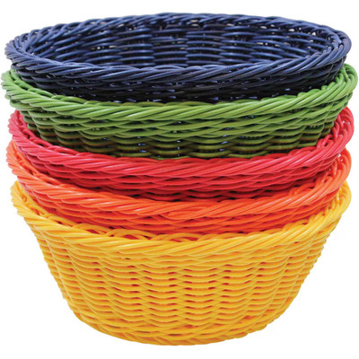 TableCraft Products HM1175A 8 1/4" Dia. x 3 1/4"H Round Assorted Color Ridal Collection Basket - 5/Case