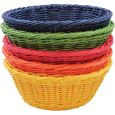 TableCraft Products HM1175A 8 1/4" Dia. x 3 1/4"H Round Assorted Color Ridal Collection Basket - 5/Case