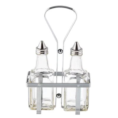 TableCraft Products 600N 6 Oz. Chrome Plated Rack Cash &amp; Carry Oil &amp; Vinegar Dispenser Set
