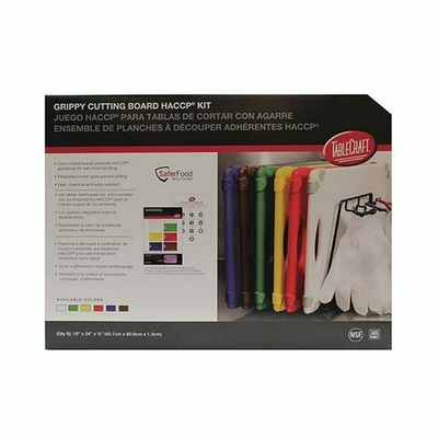 TableCraft Products CBG1824APK6 18&quot; W x 24&quot; D Plastic Cash &amp; Carry Grippy Cutting Board HACCP Kit