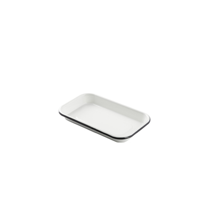 TableCraft Products 10349 10" W x 6" D x 1 0.13" H Enamel Creamy White with Black Rim Sheet Pan