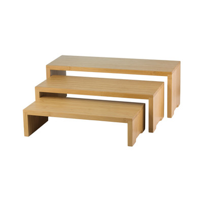 TableCraft Products RBAM300 3 Piece Nesting Set Rectangular Bamboo Cascade Risers