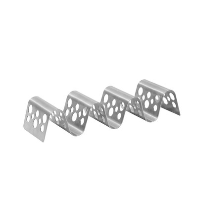 TableCraft Products TRSP34 7 5/8" W x 2 1/4" D x 1 1/2" H Stainless Steel Stamped Circle Pattern Taco Taxi Server