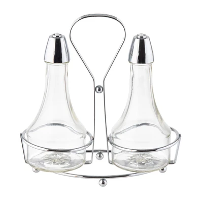 TableCraft Products 608N 8 Oz. Chrome Plated Rack Cash &amp; Carry Oil &amp; Vinegar Dispenser Set
