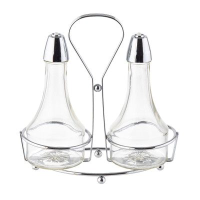 TableCraft Products 608N 8 Oz. Chrome Plated Rack Cash & Carry Oil & Vinegar Dispenser Set