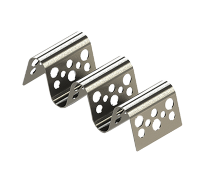 TableCraft Products TRSP23 5 5/8" W x 2 1/4" D x 1 1/2" H Stainless Steel Stamped Circle Pattern Taco Taxi Server