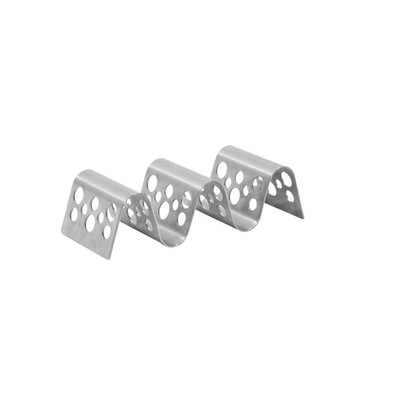 TableCraft Products TRSP23 5 5/8" W x 2 1/4" D x 1 1/2" H Stainless Steel Stamped Circle Pattern Taco Taxi Server