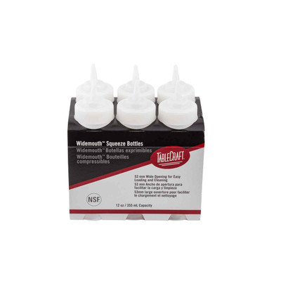 TableCraft Products C11253C 12 Oz. Clear Cash & Carry WideMouth Squeeze Bottle 53mm Opening