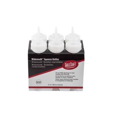 TableCraft Products C11253C 12 Oz. Clear Cash & Carry WideMouth Squeeze Bottle 53mm Opening