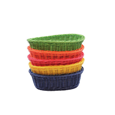 TableCraft Products HM1174A 9 1/4" W x 6 1/4" D x 3 1/4" H Oval Assorted Color Ridal Collection Basket - 5/Case