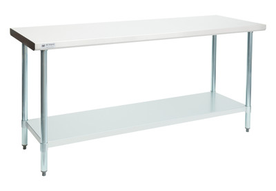 Allmont 24" x 72" Stainless Steel Commercial Work Table with Galvanized Legs and Undershelf