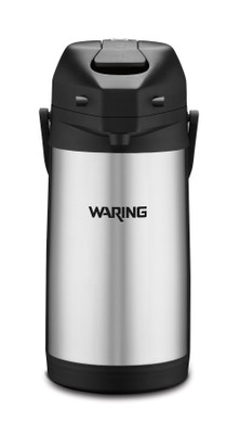 Waring WCA25 2.5 Liter Black Lid Stainless Steel Lever Style Ergonomic Carry Handle Café Deco