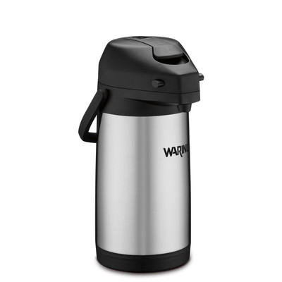 Waring WCA25 2.5 Liter Black Lid Stainless Steel Lever Style Ergonomic Carry Handle Café Deco