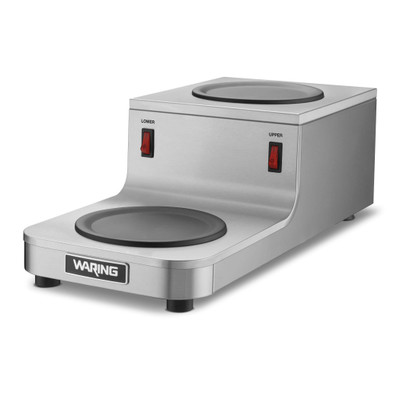 Waring WCW20R Stainless Steel Double Burner Step-Up Self-Regulating Non-Skid Feet Café Deco Coffee Warmer - 140 Volts 0.86 Amps