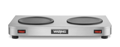 Waring WCW20 Stainless Steel Double Burner Low Profile Self-Regulating Non-Skid Feet Café Deco Coffee Warmer - 120 Volts 0.86 Amps